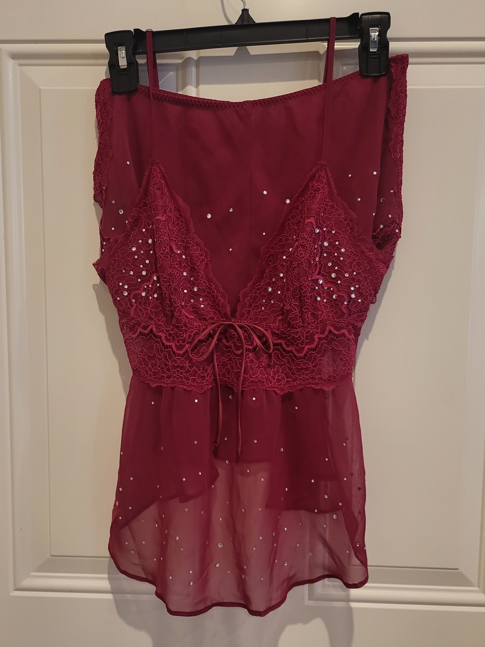 Victoria Secret Lace Rhinestone Cami & Shorts Pajama Set M UEC